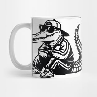 King of the Jungle - Street art Crocodile / white-black style. Mug